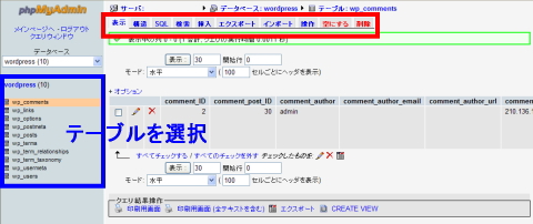管理ツール~phpMyAdmin